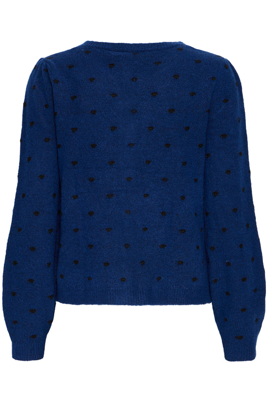 Cardigan destine bleu pois noir
