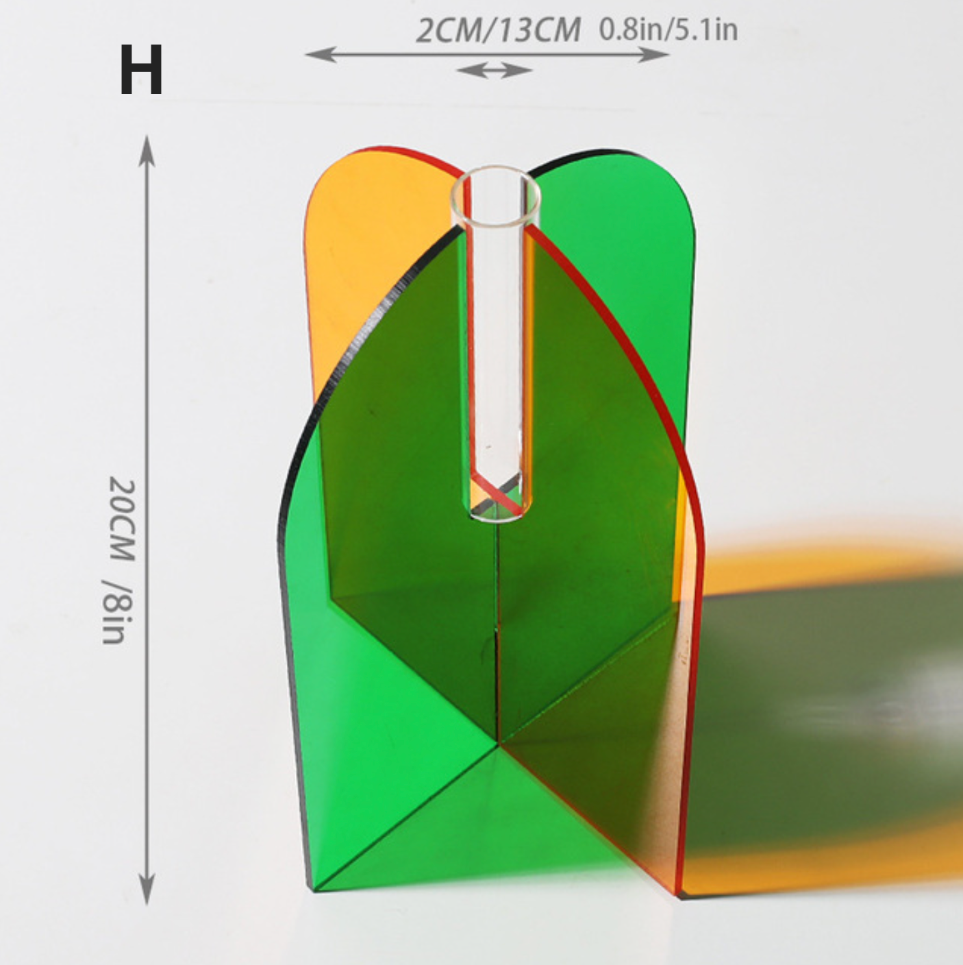 Vase à fleurs en acrylique coloré: VERT/ORANGE