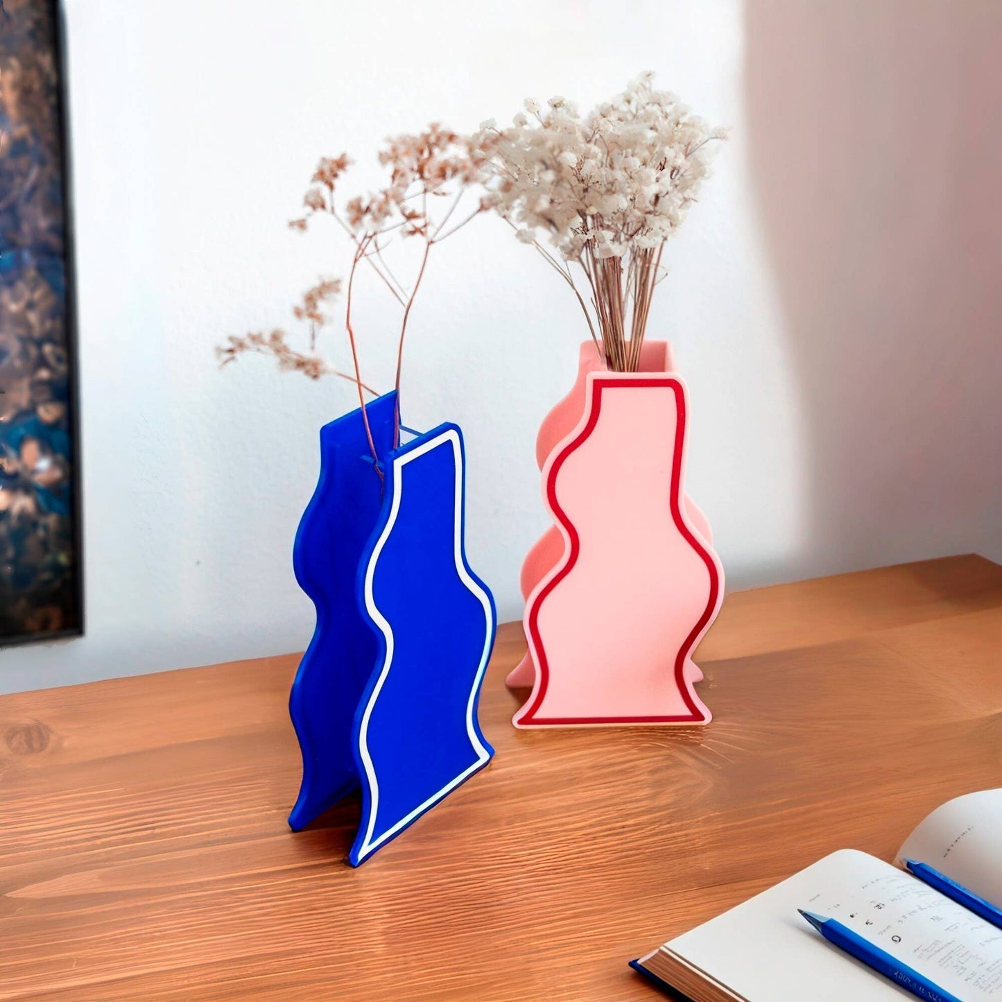 VASE D'ART LINÉAIRE ROSE HF