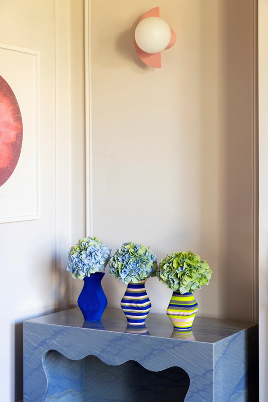 Vase flare blue pattern