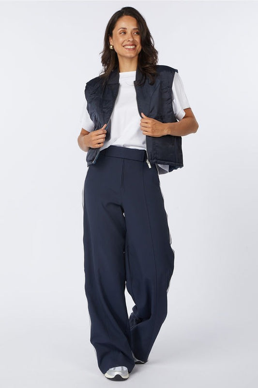 pantalon taille haute jambes larges avec bande