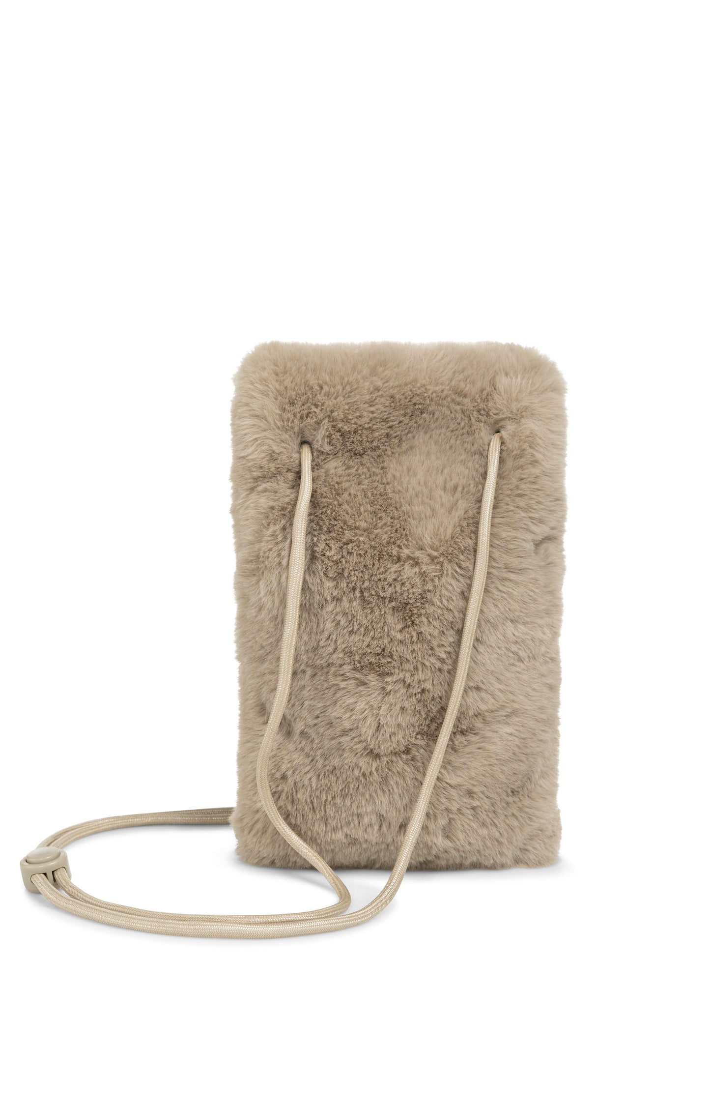 Pochette pour téléphone en fausse fourrure avec cordon