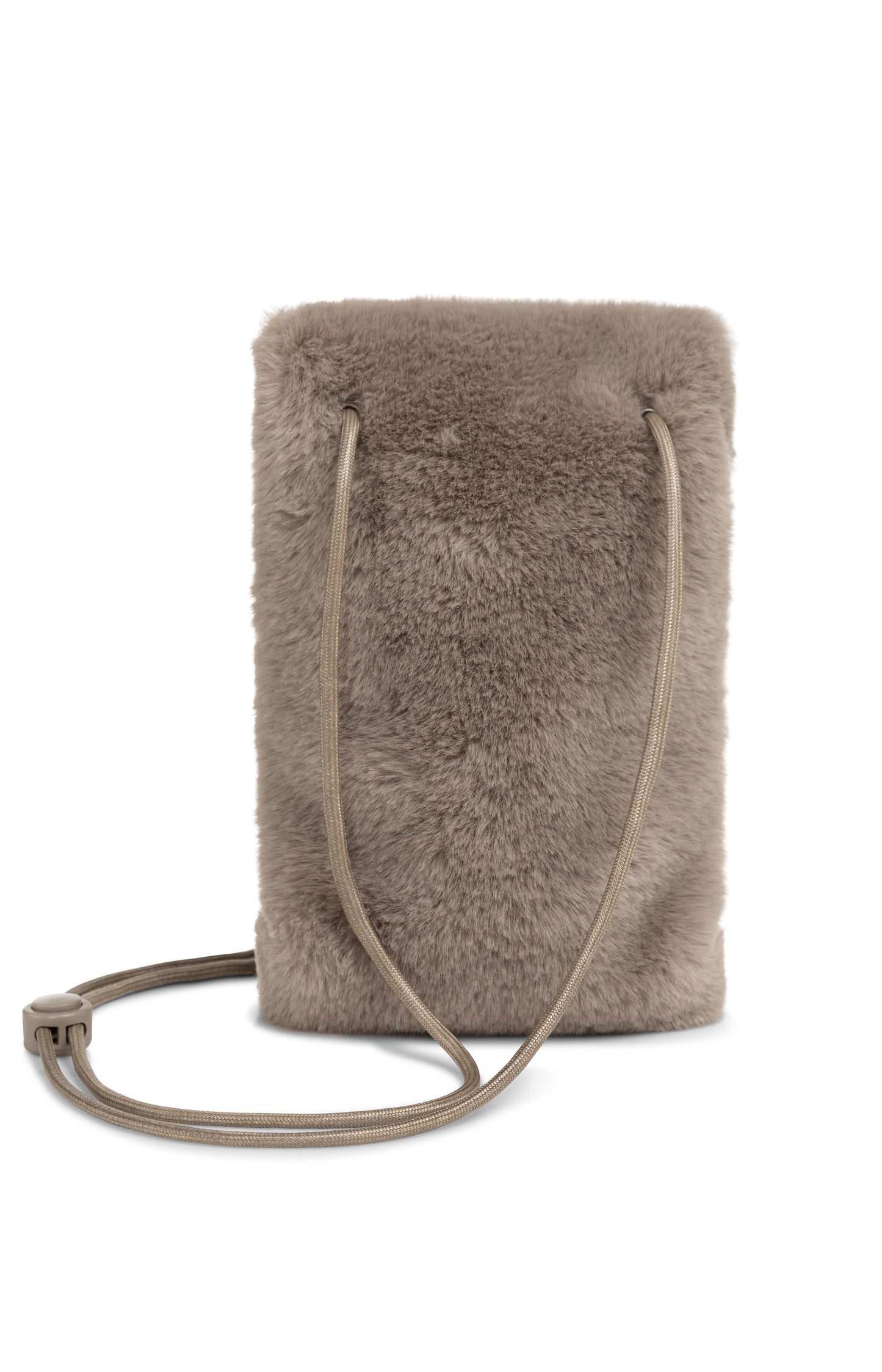 Pochette pour téléphone en fausse fourrure avec cordon
