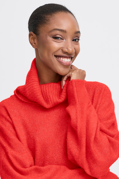 Pull col roulé Kama fiery red