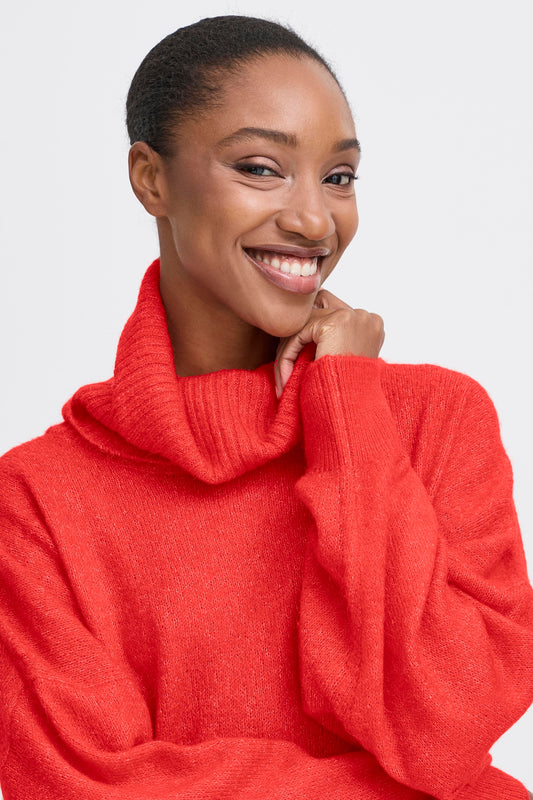 Pull col roulé Kama fiery red