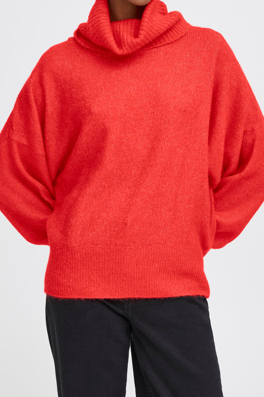 Pull col roulé Kama fiery red