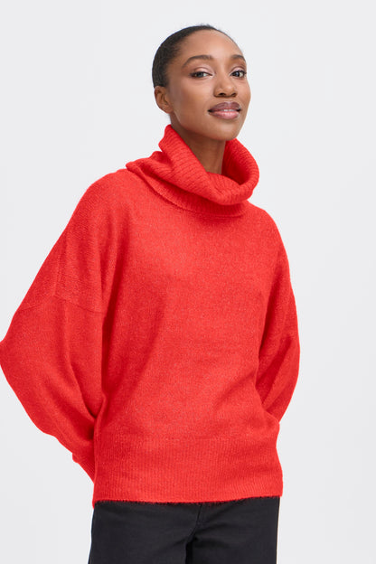 Pull col roulé Kama fiery red