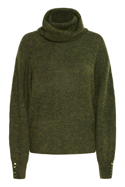 Pull col roulé Kama riffle green
