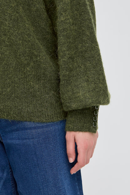 Pull col roulé Kama riffle green