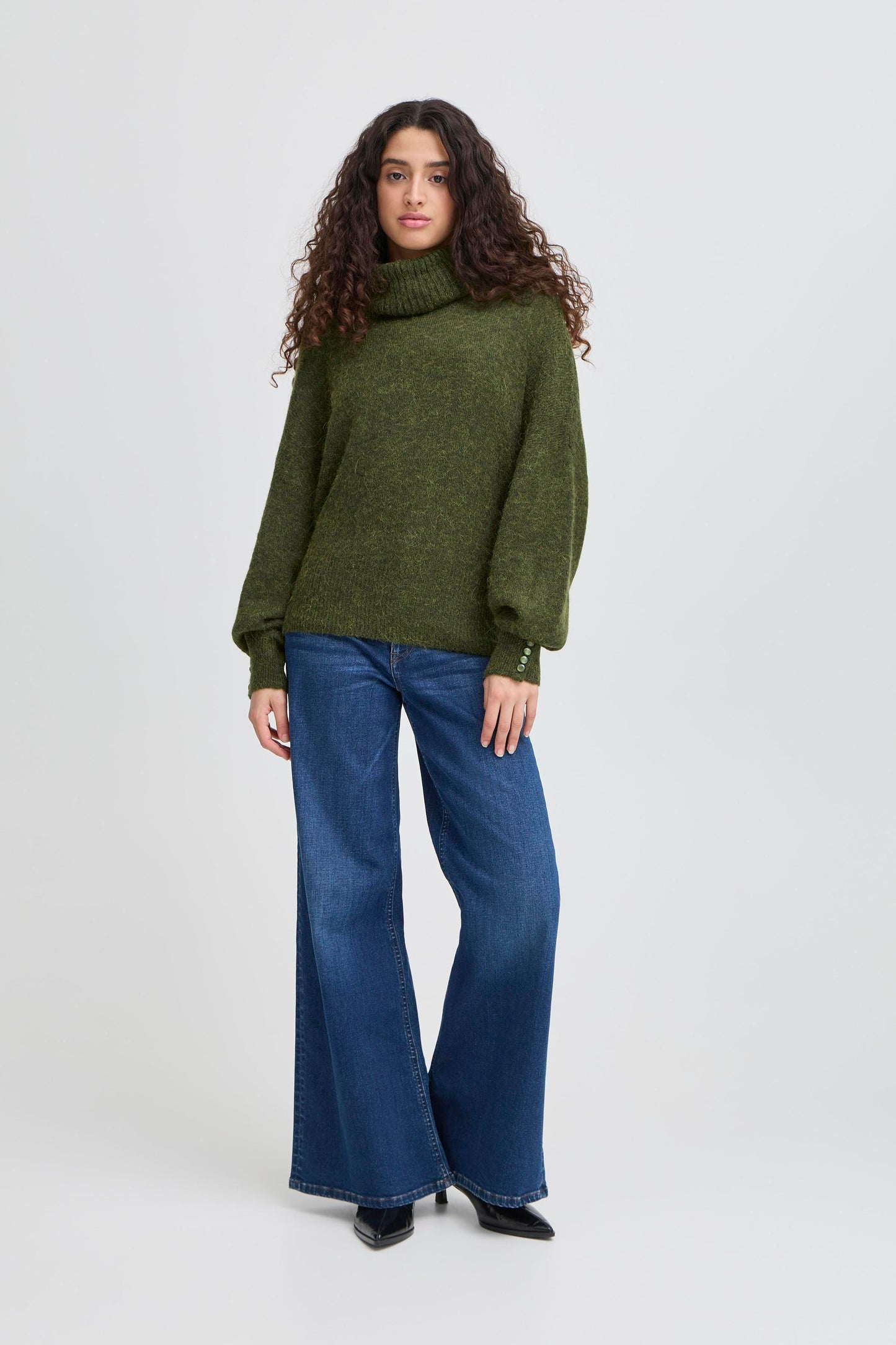 Pull col roulé Kama riffle green