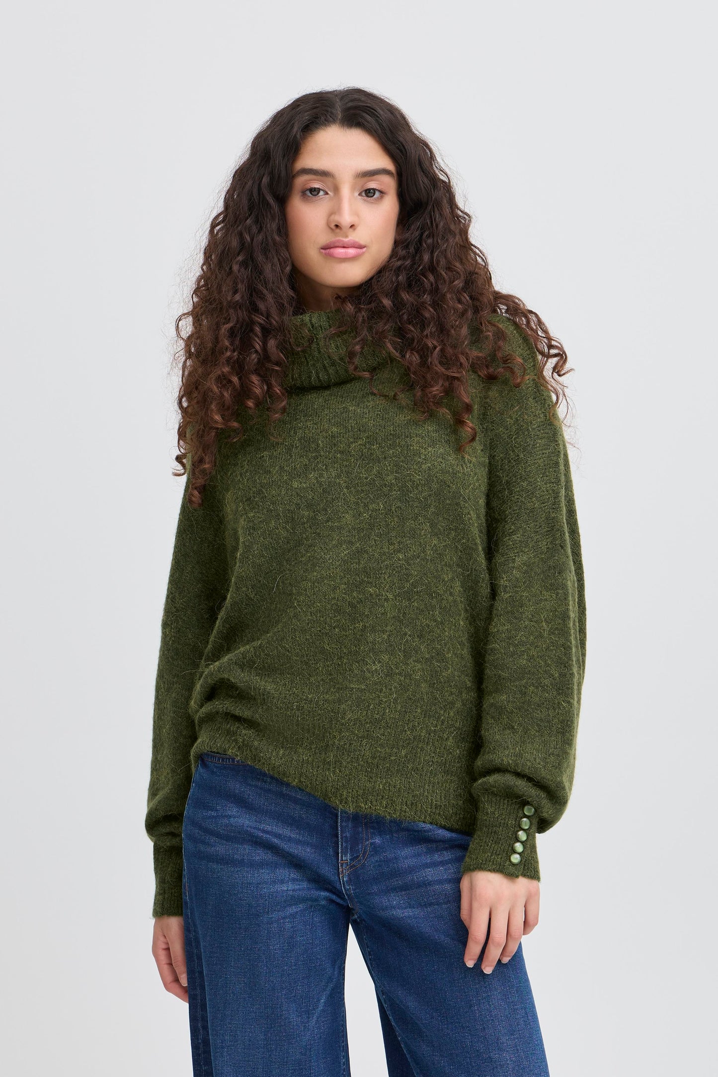 Pull col roulé Kama riffle green