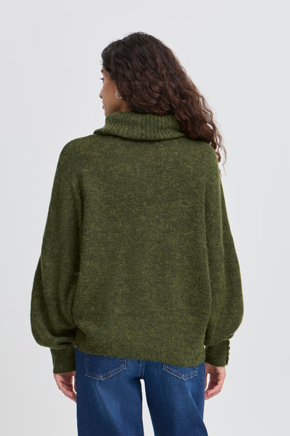 Pull col roulé Kama riffle green