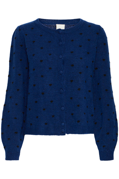 Cardigan destine bleu pois noir