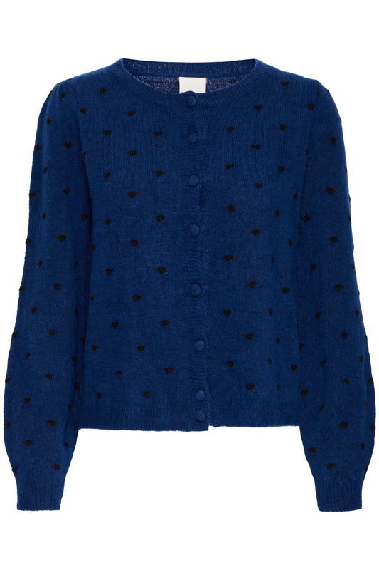 Cardigan destine bleu pois noir