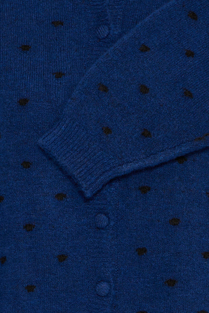 Cardigan destine bleu pois noir