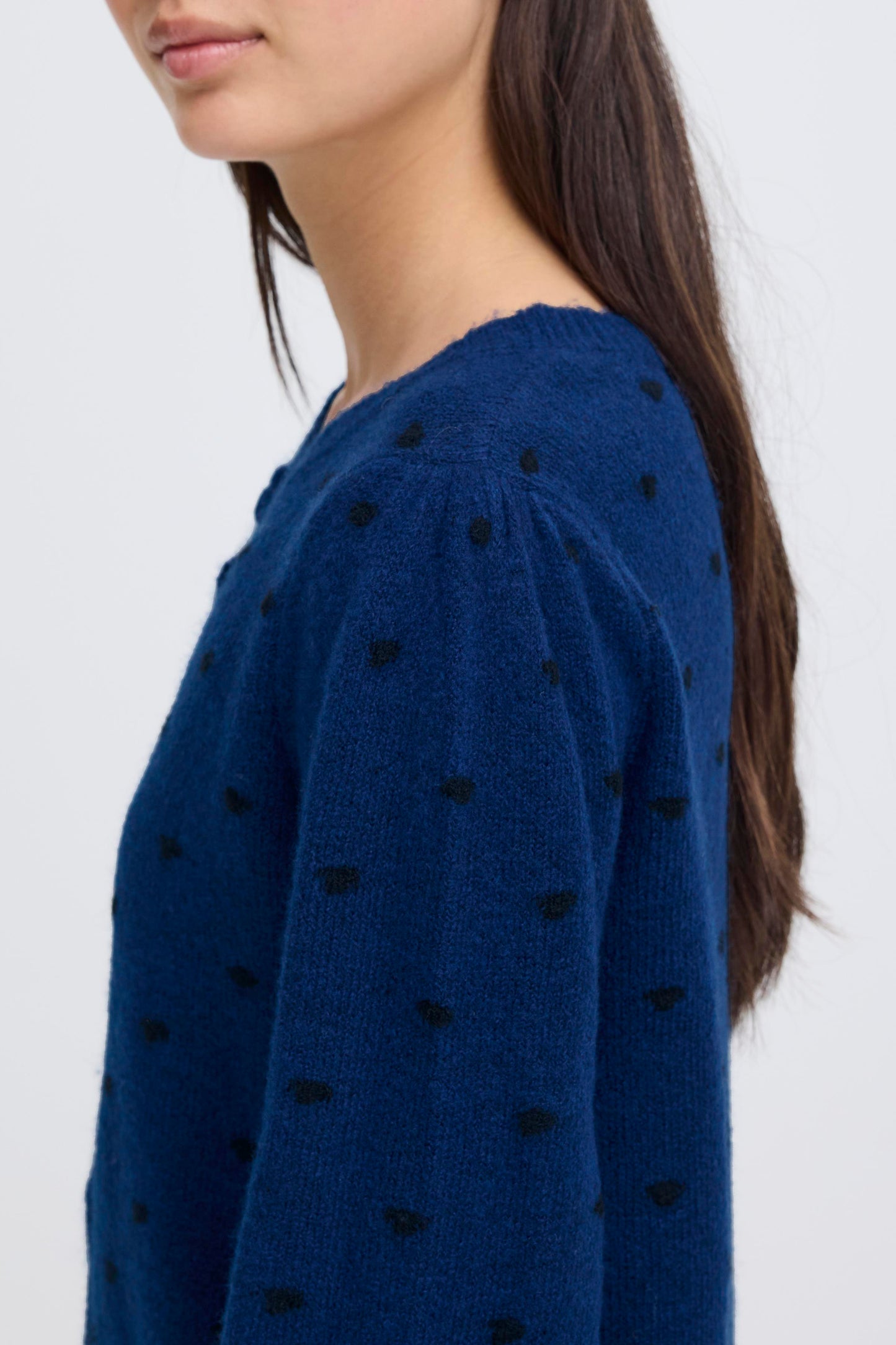 Cardigan destine bleu pois noir