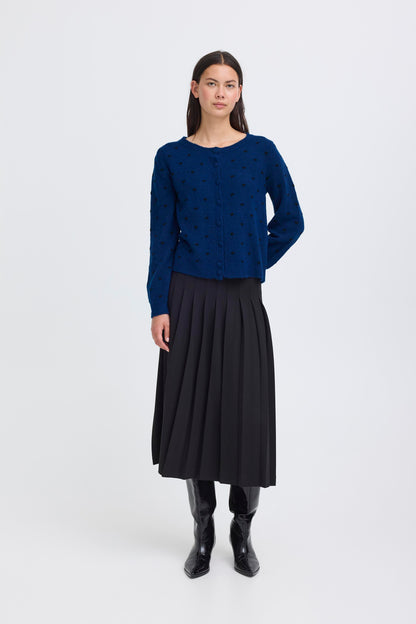 Cardigan destine bleu pois noir