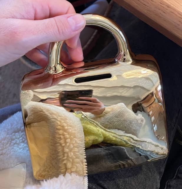 Tirelire sac à main Doré "Shopping addict"