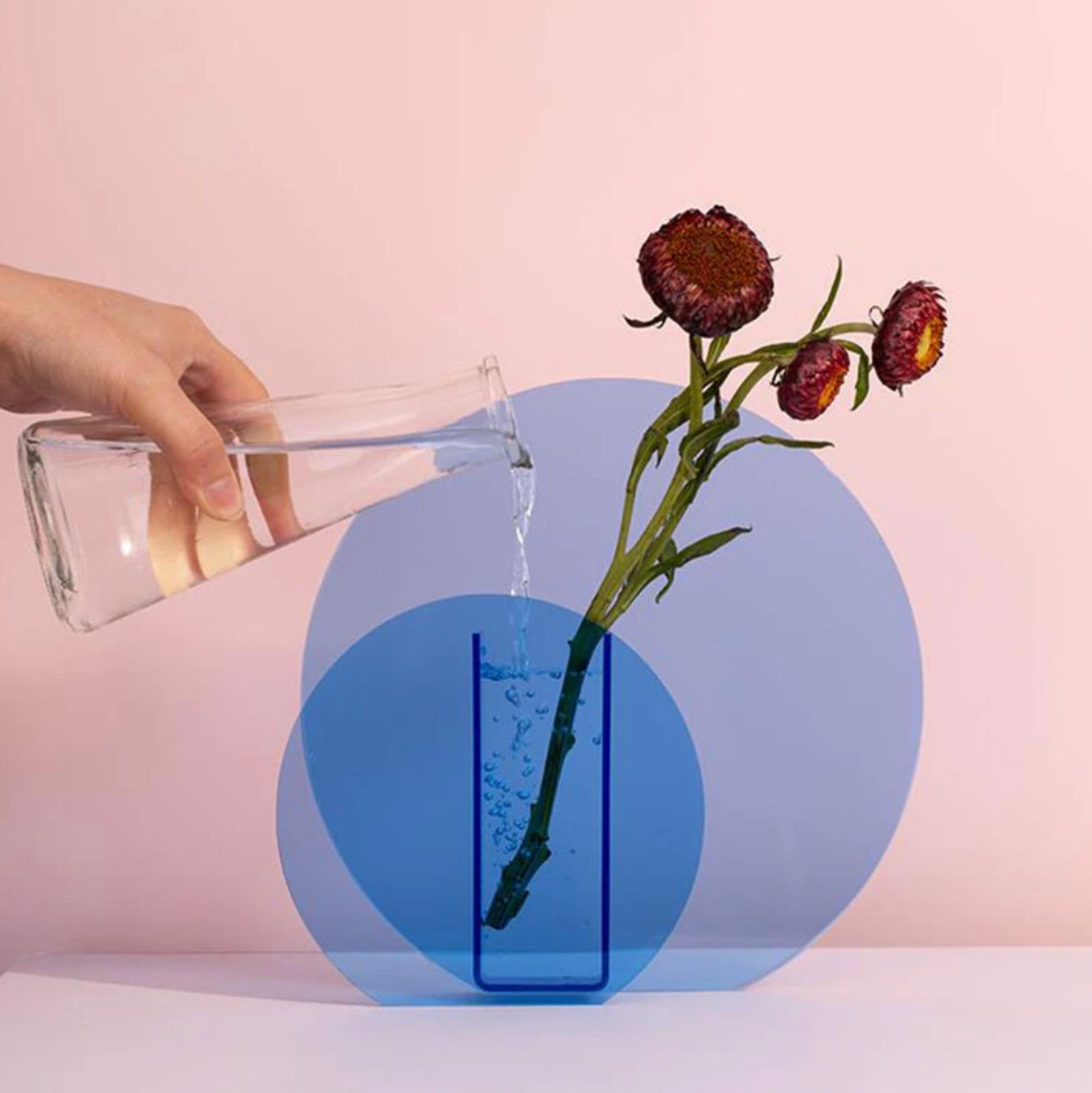 Vases en acrylique bleu | Vase décoratif moderne pour fleurs