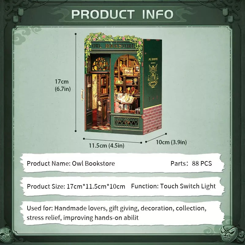 Serre livre Book nook owl bookstore