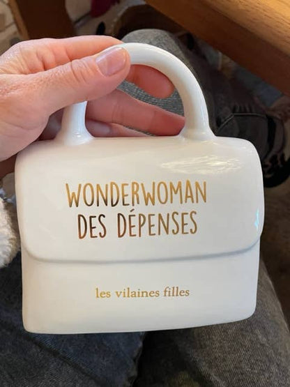 Tirelire sac à main "Wonderwoman des dépenses"