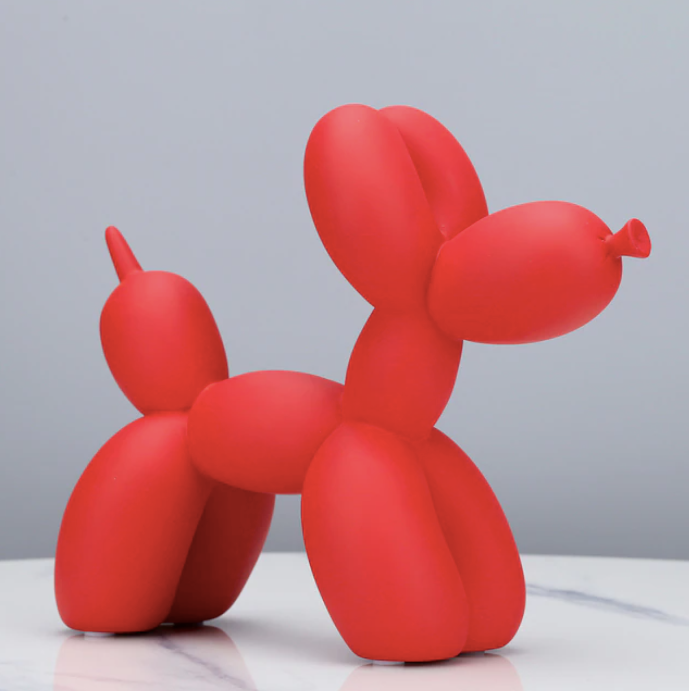 Statue de chien ballon mat: ROUGE