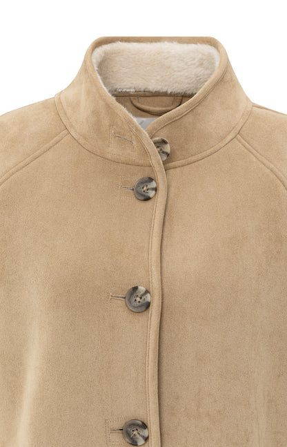 Manteau oversize en mouton retourné avec manches raglan