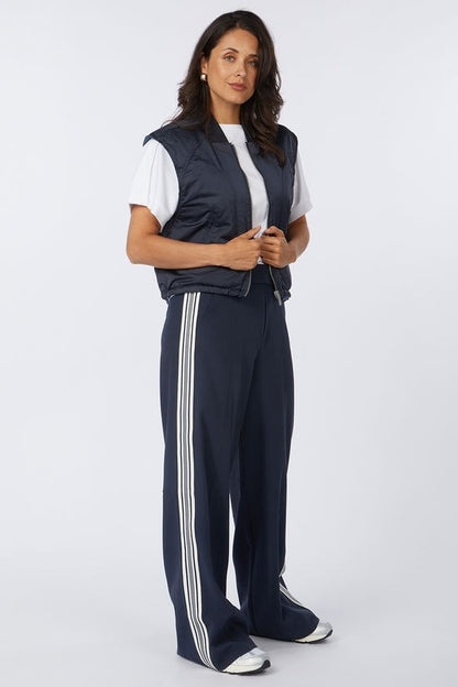 pantalon taille haute jambes larges avec bande