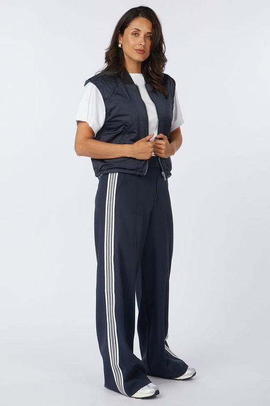 pantalon taille haute jambes larges avec bande