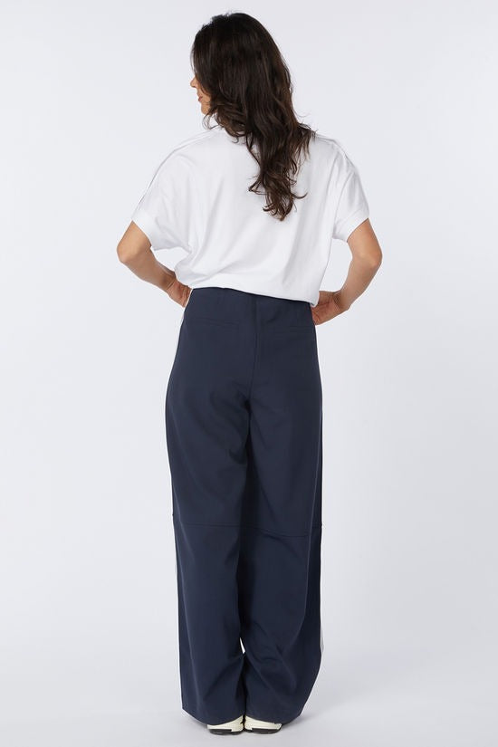 pantalon taille haute jambes larges avec bande