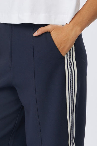 pantalon taille haute jambes larges avec bande