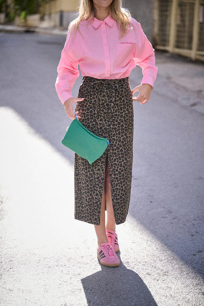 Jupe Jess grise imprimé Léopard