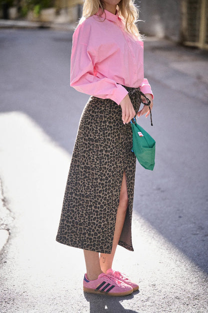 Jupe Jess grise imprimé Léopard