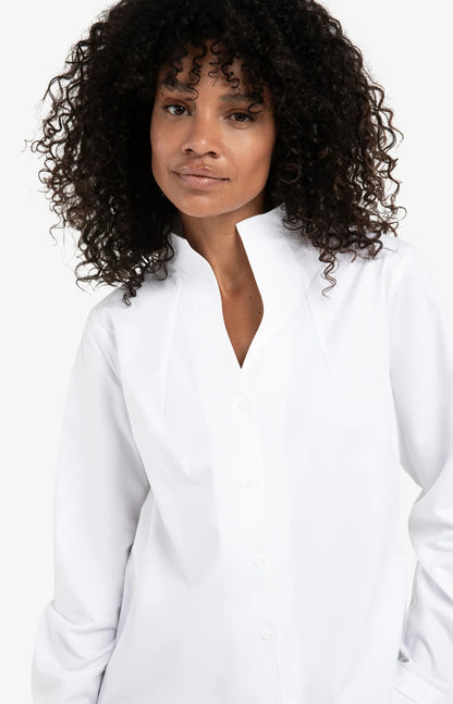 Chemisier avec col en V haut et poignets