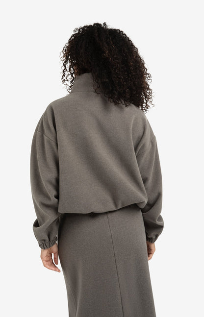 Sweat-shirt à manches ballon et col zippé