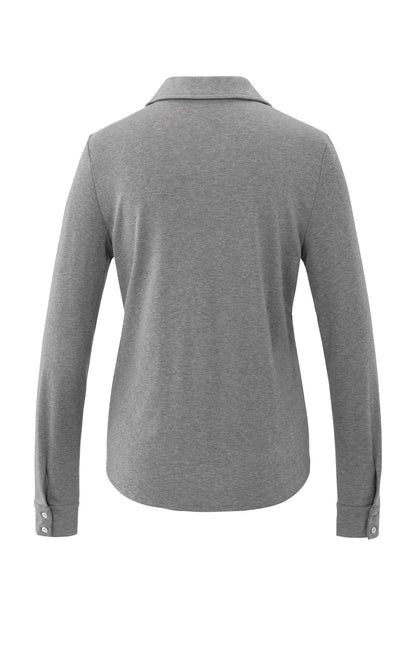 Chemisier en jersey mélangé avec col en V et boutons