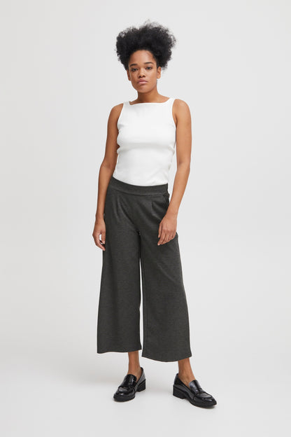 pantalon kate wide cropped dark grey melange