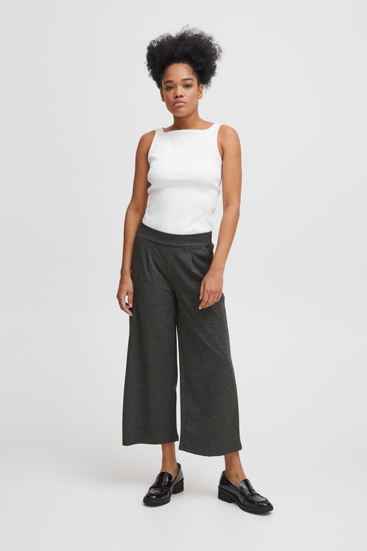 pantalon kate wide cropped dark grey melange