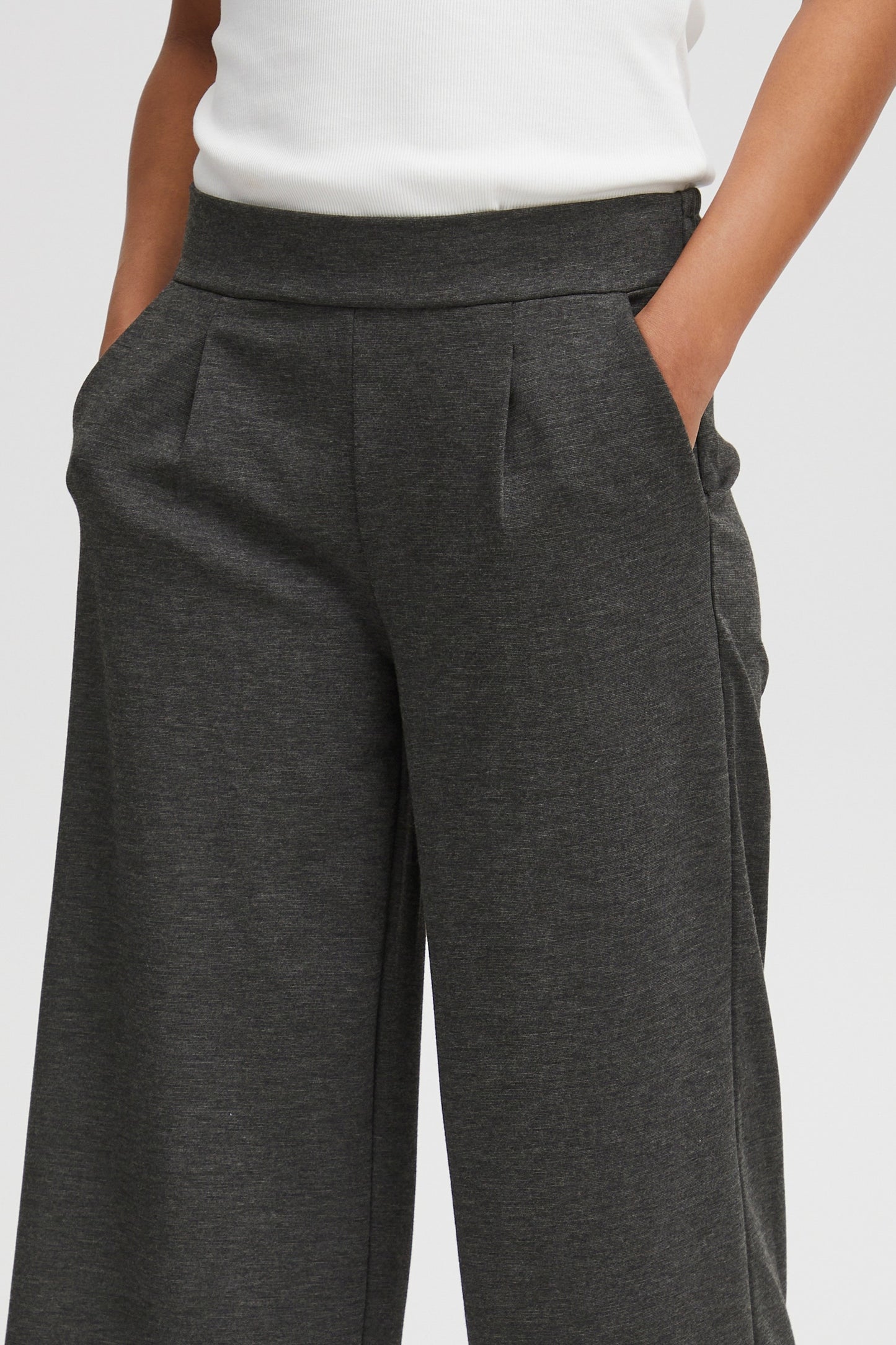 pantalon kate wide cropped dark grey melange